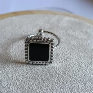 Anillo Sello Cuadrado Negro