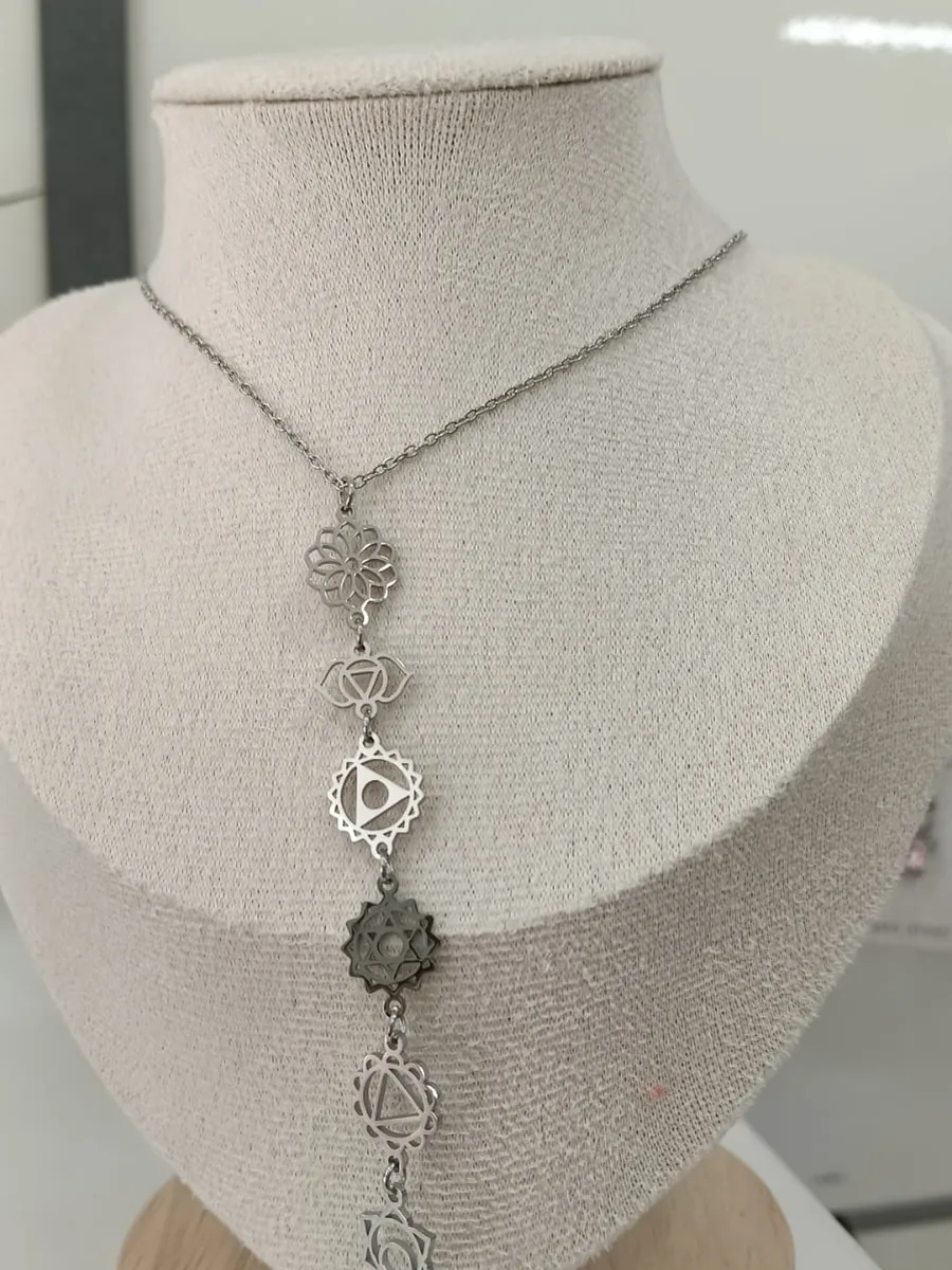 Collar largo Chakras en acero inoxidable hipoalergénico
