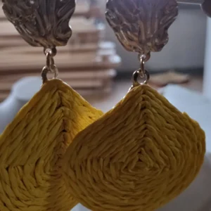 Pendientes Rafia Lágrima en Amarillo