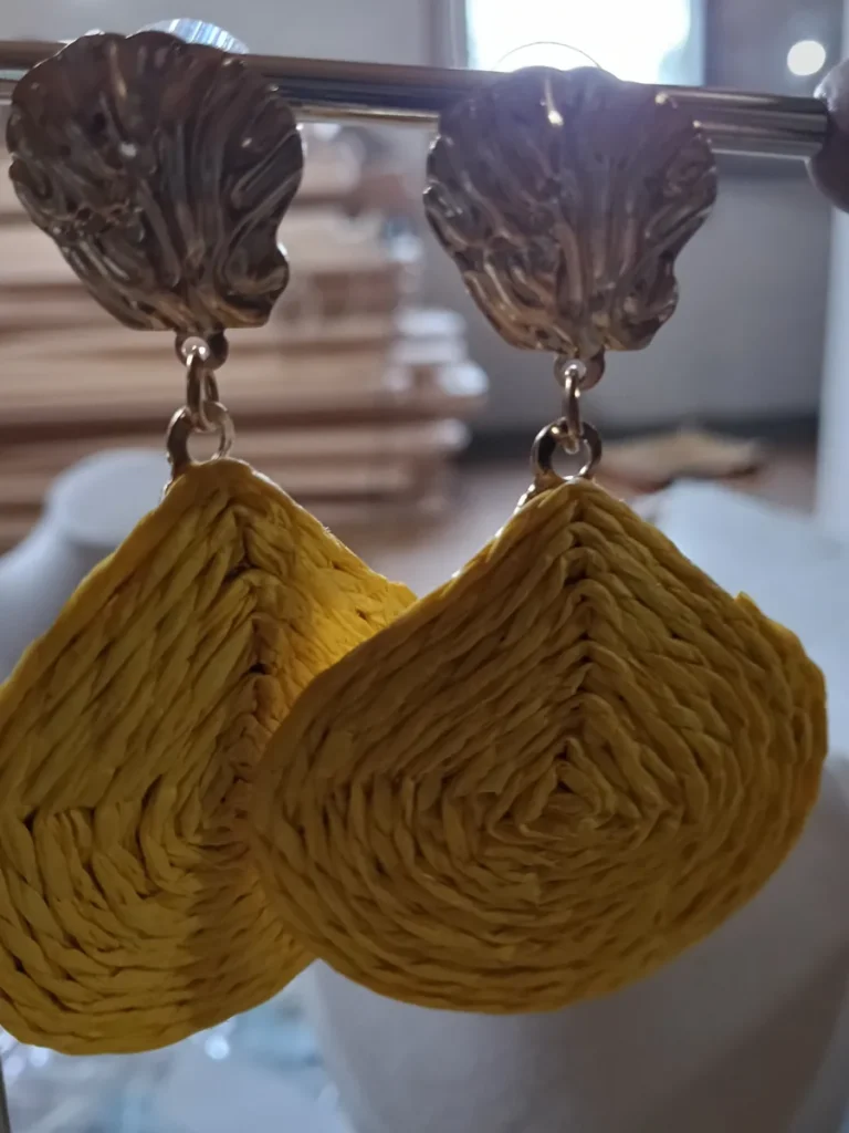 Pendientes Rafia Lágrima en Amarillo