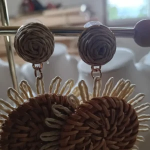Pendientes Girasol Rattan doble