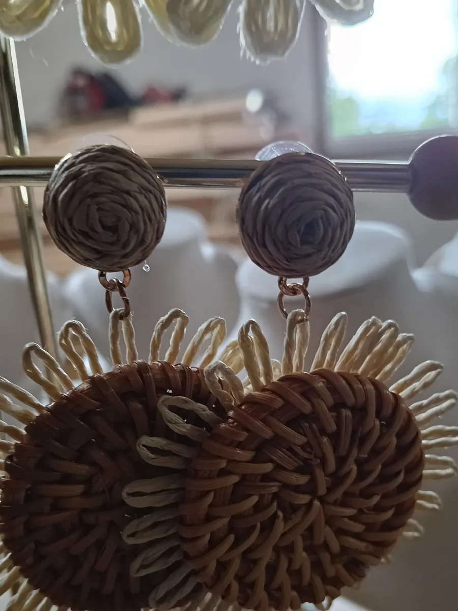 Pendientes Girasol Rattan doble