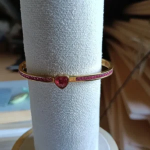 Pulsera rígida Corazón Rosa